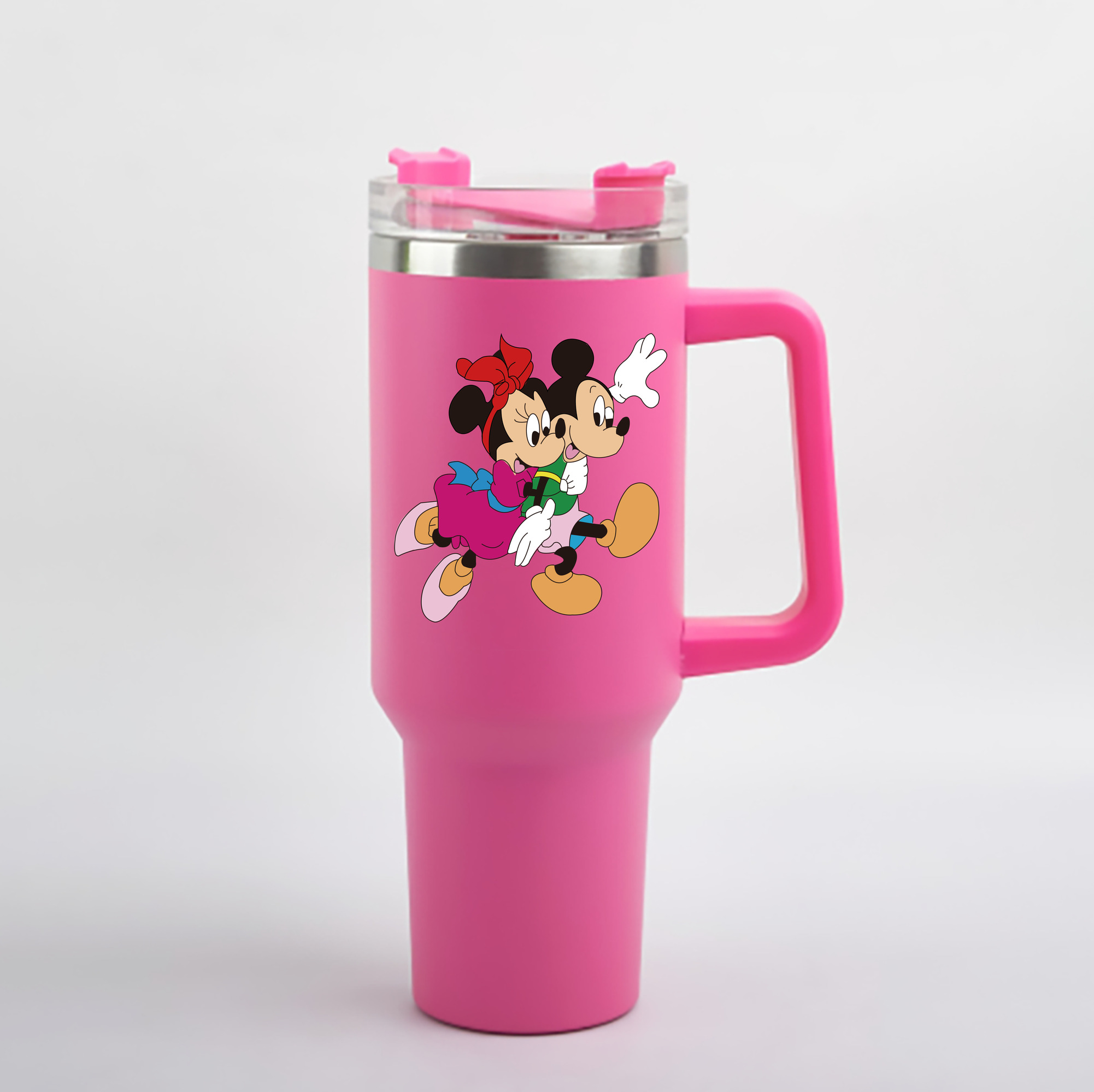 （画像用） ミッキーマウス Mickey Mouse 1200mL車用タンブラー - クリスタルステッカー（プラスチックストロー付き）